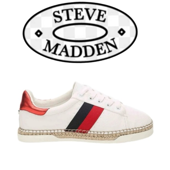 Steve Madden Women's Lex Espadrille White Sneakers Shoes Stripes 6 M EUC Classic - Picture 2 of 9